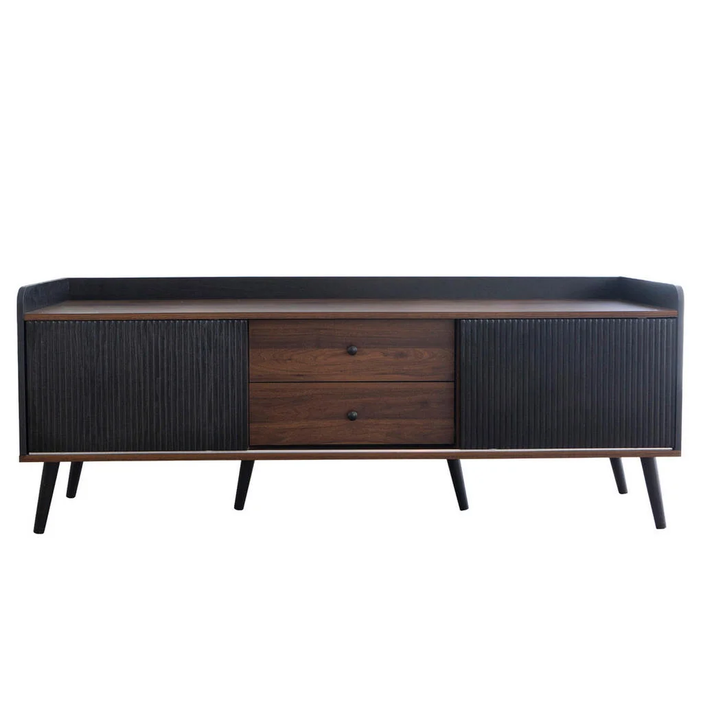 COMODĂ TV 160x40x58cm Negru-Lemn cu 2 sertare COMODĂ TV 160x40x58cm Negru-Lemn cu 2 sertare