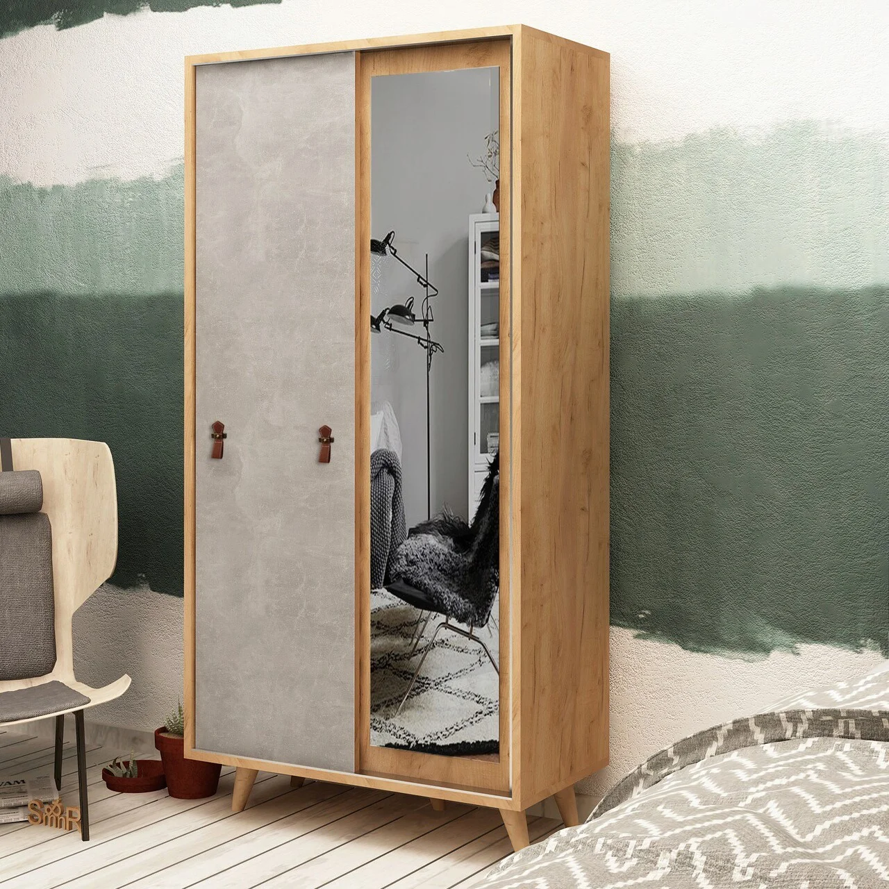 Dulap pentru haine, Hanah Home, Rana, 100x190x60 cm, Stejar Dulap pentru haine, Hanah Home, Rana, 100x190x60 cm, Stejar