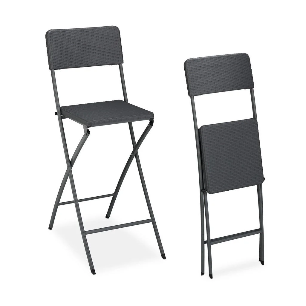 SCAUN-BAR Gri 2-bucăți-set pliabil SCAUN-BAR Gri 2-bucăți-set pliabil