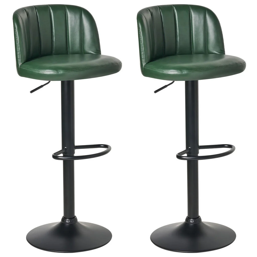 SCAUN DE BAR set de 2 piele ecologică rotativ verde închis Vlore SCAUN DE BAR set de 2 piele ecologică rotativ verde închis Vlore