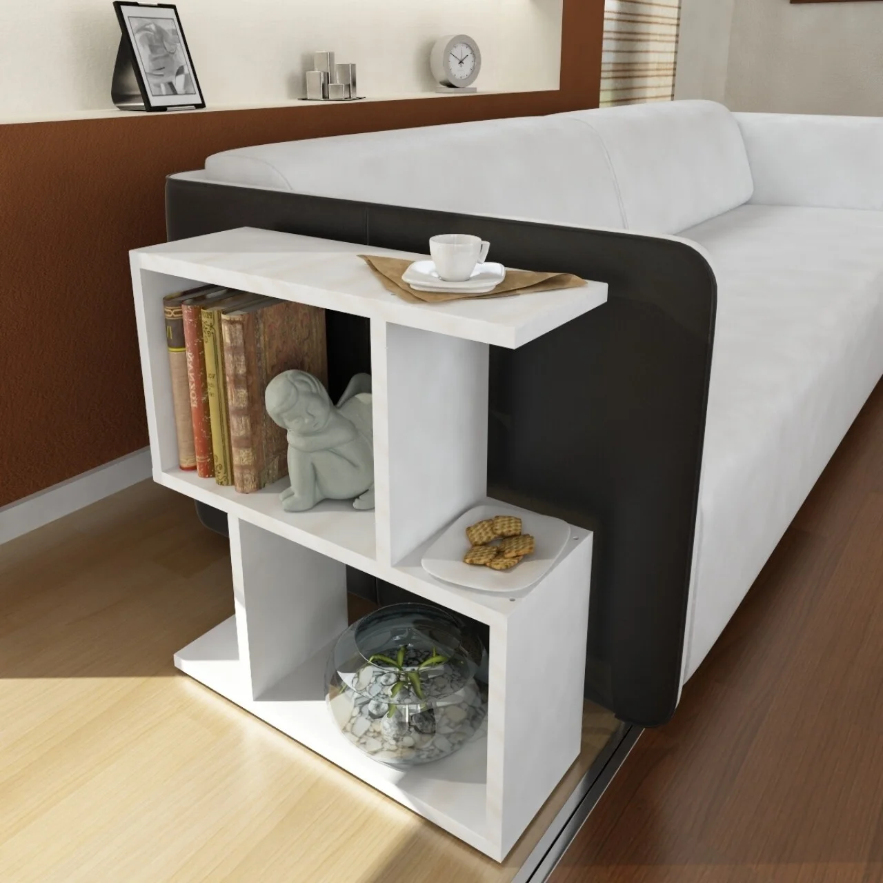 Masuta pentru living, Wooden Art, Karinus White, 50x55.4x17.5 cm Masuta pentru living, Wooden Art, Karinus White, 50x55.4x17.5 cm