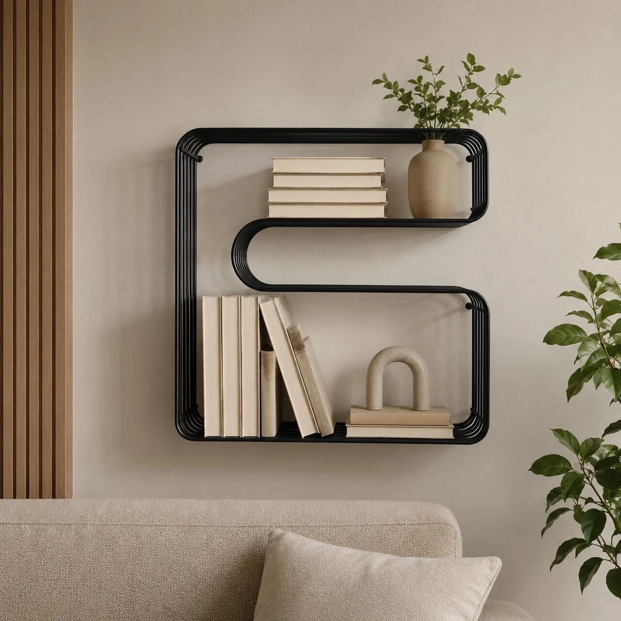 Raft de perete, Hanah Home, Kira, 42.5x37x11.5 cm, Negru Raft de perete, Hanah Home, Kira, 42.5x37x11.5 cm, Negru