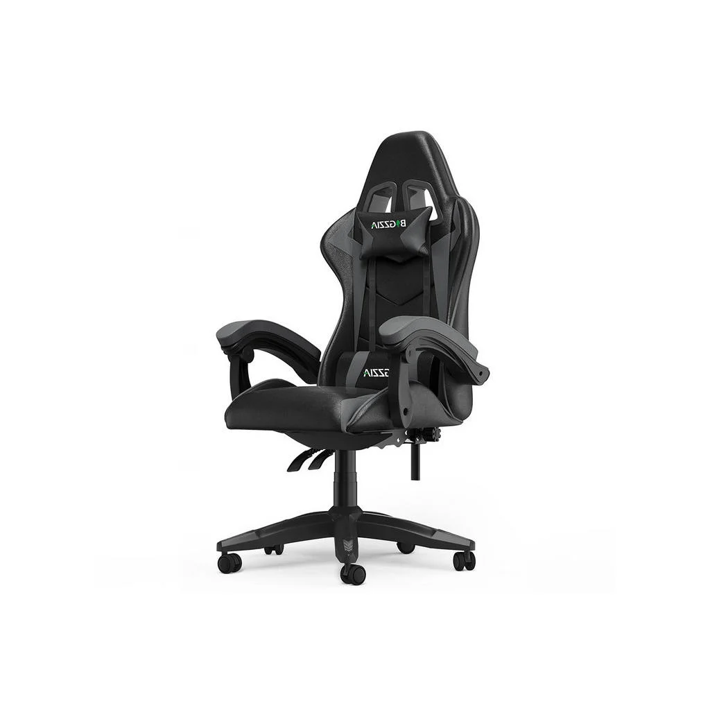 SCAUN GAMING ergonomic cu spătar reglabil și perne – Negru/Gri