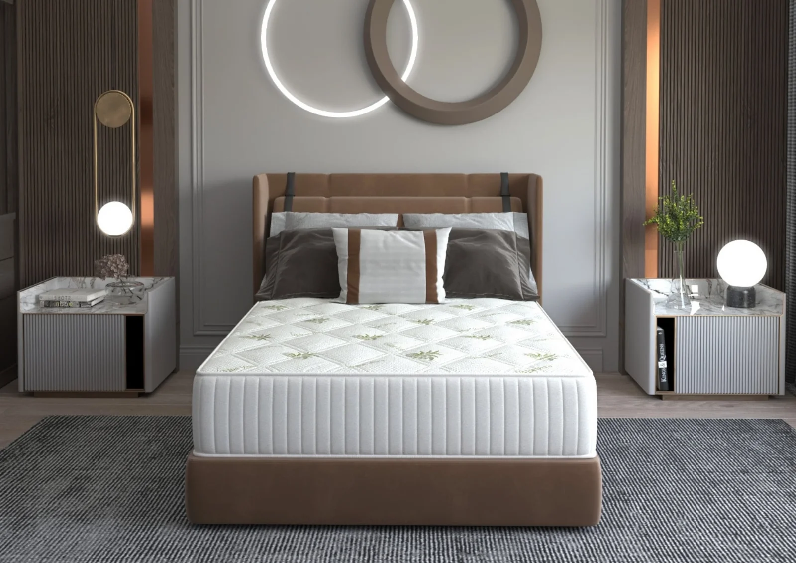 Saltea cu memorie Somnart Memory Ultimate 200x200, înălțime 24 cm, husă cu Aloe Vera, cu mânere, fermitate medie