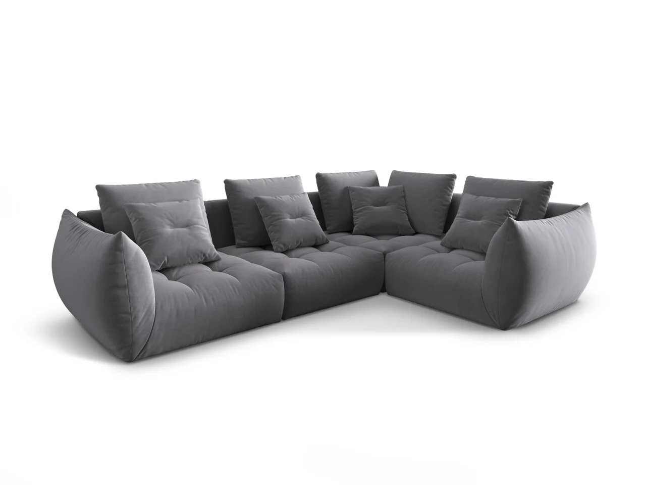 Coltar modular dreapta 3 locuri, Bloom-184, Micadoni Home, 316x216x95 cm, catifea, gri inchis Coltar modular dreapta 3 locuri, Bloom-184, Micadoni Home, 316x216x95 cm, catifea, gri inchis
