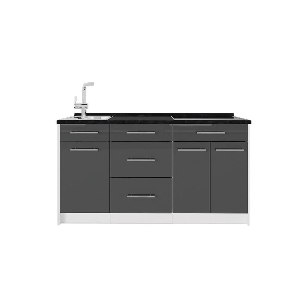BLOC BUCATARIE Fame-Line, Antracit lucios ridicat/Alb, 150 cm fara blat BLOC BUCATARIE Fame-Line, Antracit lucios ridicat/Alb, 150 cm fara blat
