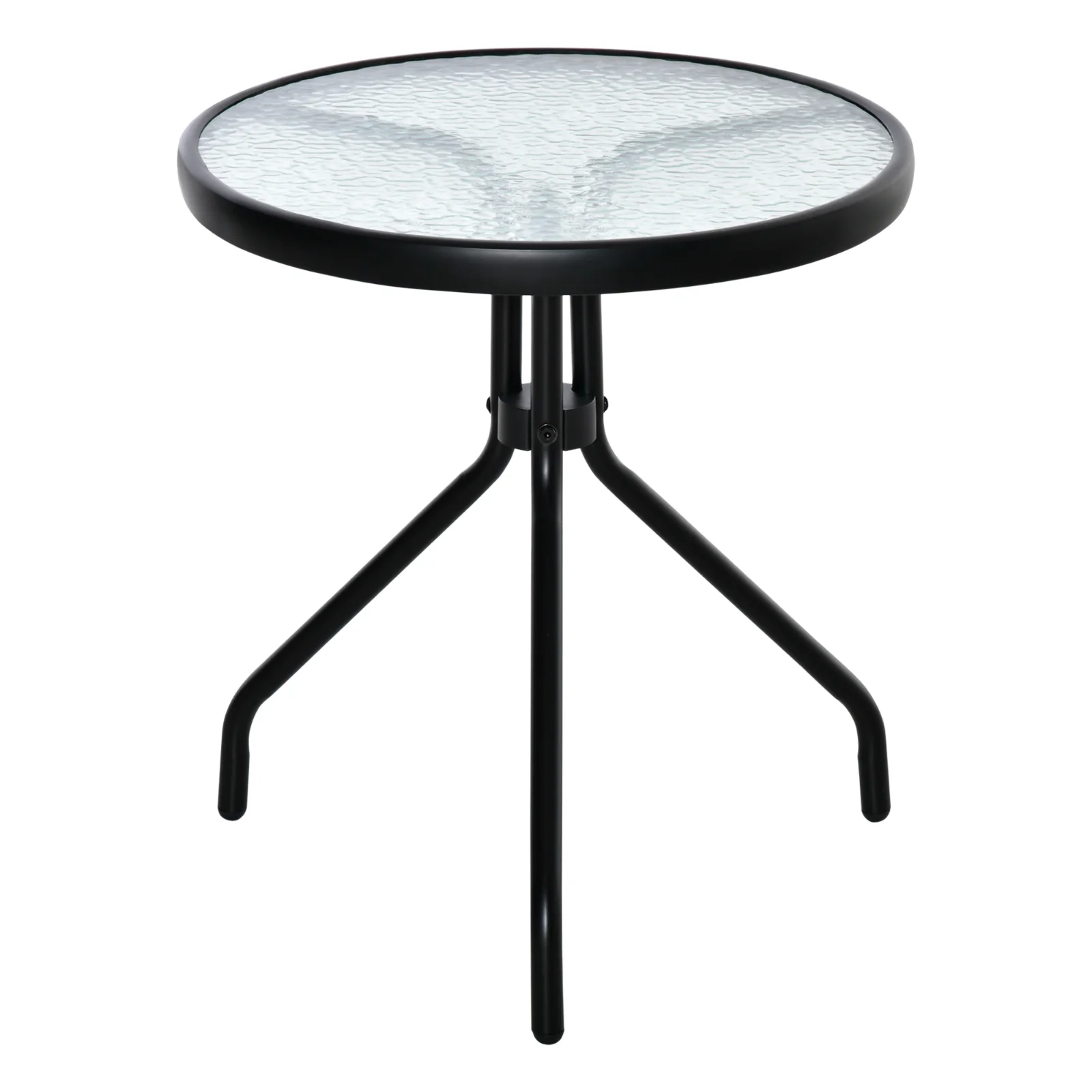 Masuta de Gradina Rotunda Outsunny cu Etajera din Sticla Φ50x55cm, Negru Masuta de Gradina Rotunda Outsunny cu Etajera din Sticla Φ50x55cm, Negru