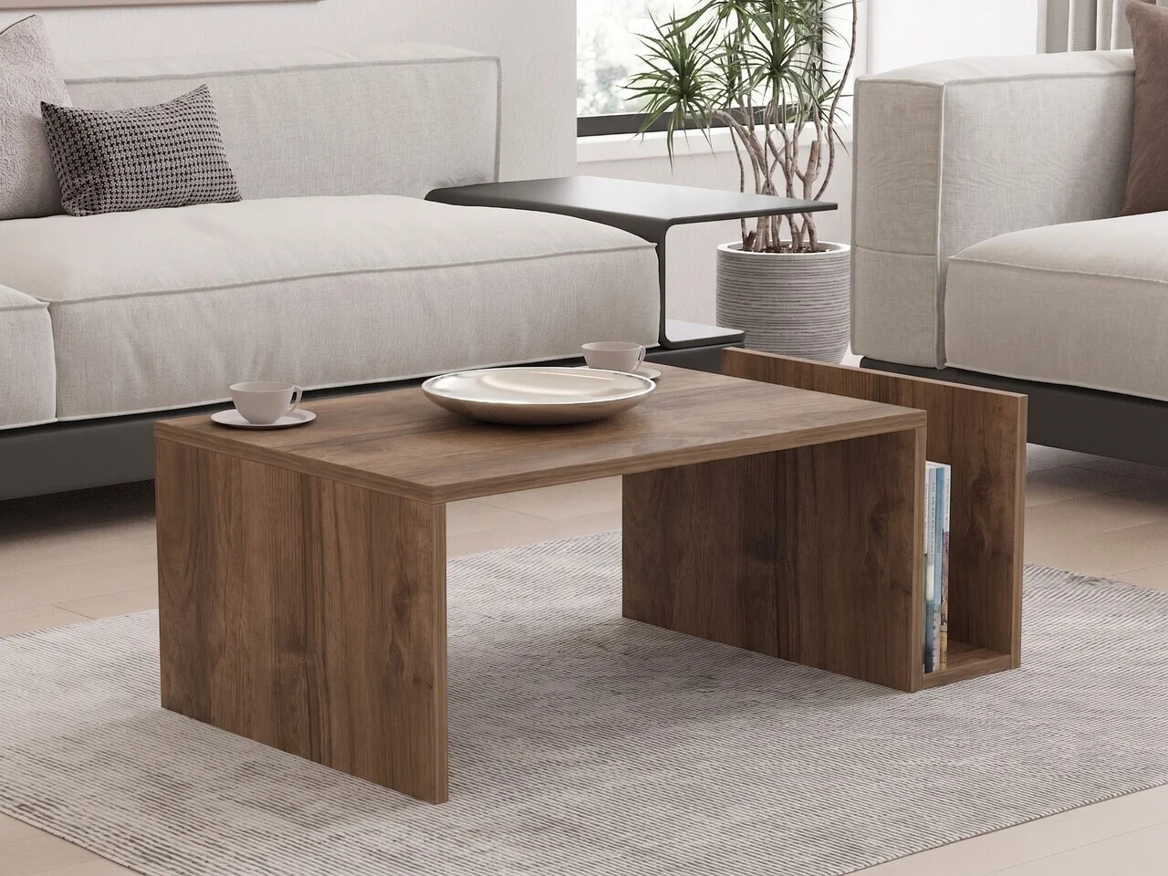 Masuta de cafea, Hanah Home, Memo, 86.8x32.4x50 cm, Nuc Venezia Masuta de cafea, Hanah Home, Memo, 86.8x32.4x50 cm, Nuc Venezia