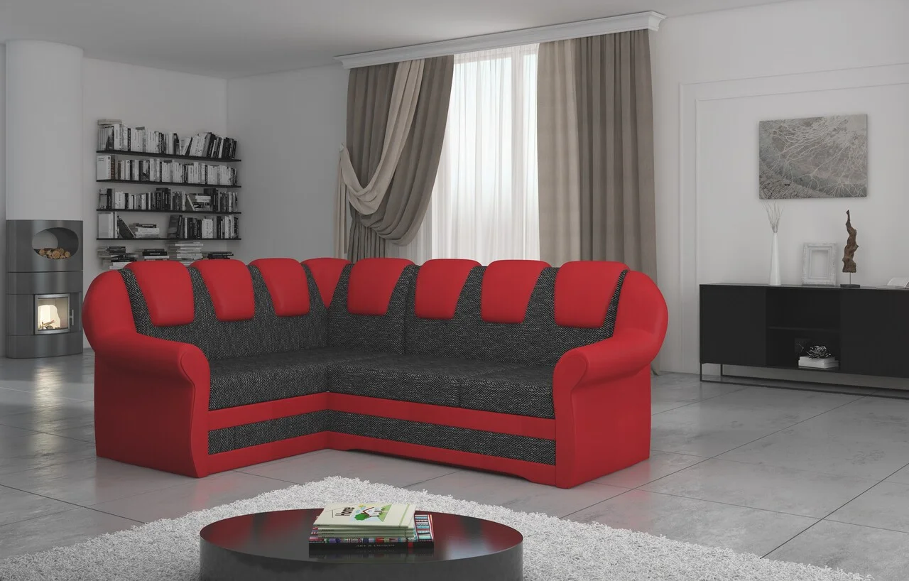 Coltar extensibil stanga 3 locuri ELTAP, LII-015, Lord II, 243x195x112 cm, lemn/poliester, gri inchis/rosu Coltar extensibil stanga 3 locuri ELTAP, LII-015, Lord II, 243x195x112 cm, lemn/poliester, gri inchis/rosu