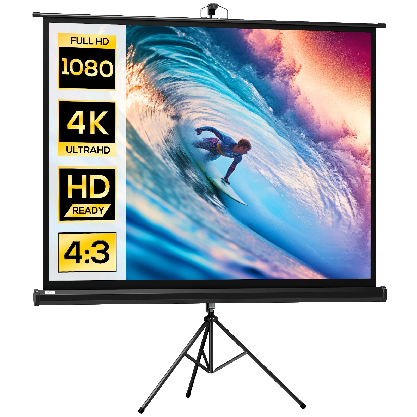 HOMCOM Ecran de proiecție 84 de inci cu suport trepied înălțime reglabilă, ecran 4K HD 4:3, interior/exterior | Aosom Romania HOMCOM Ecran de proiecție 84 de inci cu suport trepied înălțime reglabilă, ecran 4K HD 4:3, interior/exterior | Aosom Romania