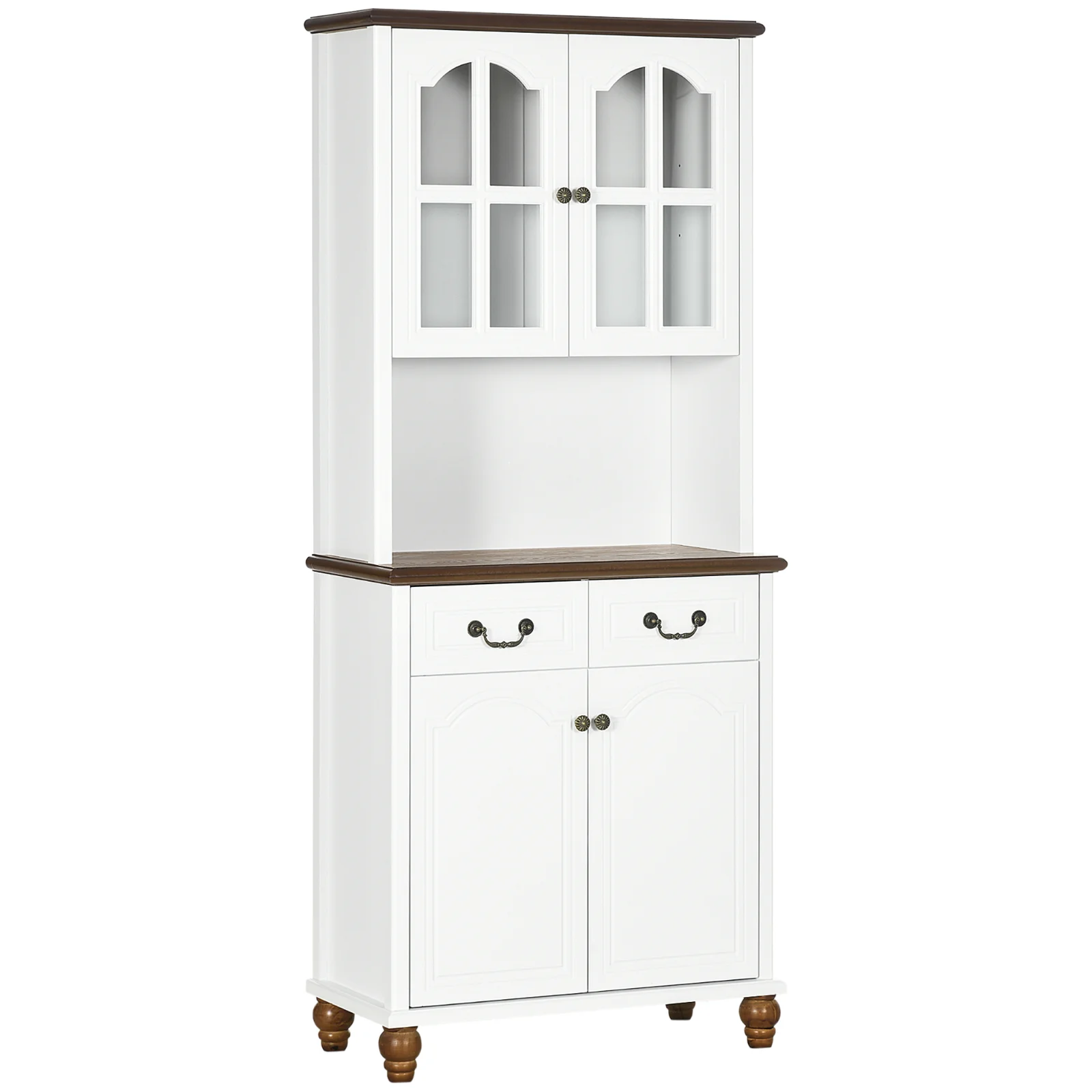 HOMCOM Sifonier de Bucătărie, Bufet, 2 Sertare, 2 Compartimente cu Uși, Design Clasic, Alb + Maro închis, 76 x 38 x 182 cm | Aosom Romania HOMCOM Sifonier de Bucătărie, Bufet, 2 Sertare, 2 Compartimente cu Uși, Design Clasic, Alb + Maro închis, 76 x 38 x 182 cm | Aosom Romania