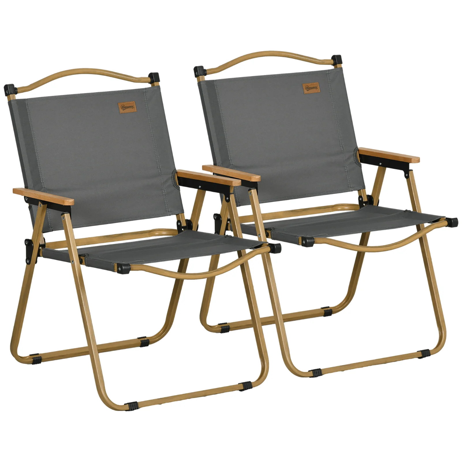 Outsunny Set 2 Scaune de Camping Pliabile cu Cotiere, 54x59x78 cm, Gri Închis | Aosom Romania Outsunny Set 2 Scaune de Camping Pliabile cu Cotiere, 54x59x78 cm, Gri Închis | Aosom Romania
