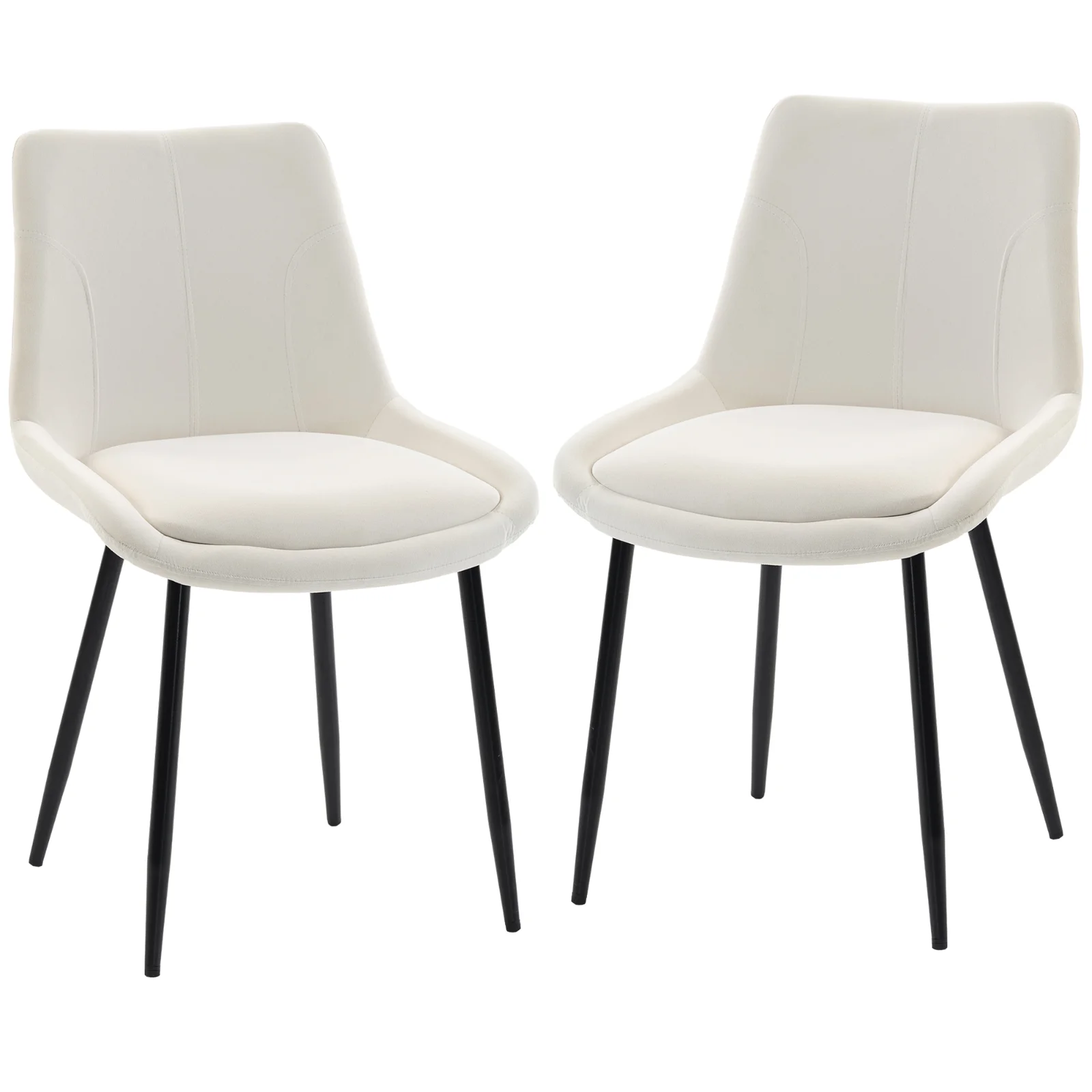 HOMCOM Set 2 Scaune de Dining din Catifea pentru Bucătărie, Alb Crem | Aosom Romania HOMCOM Set 2 Scaune de Dining din Catifea pentru Bucătărie, Alb Crem | Aosom Romania