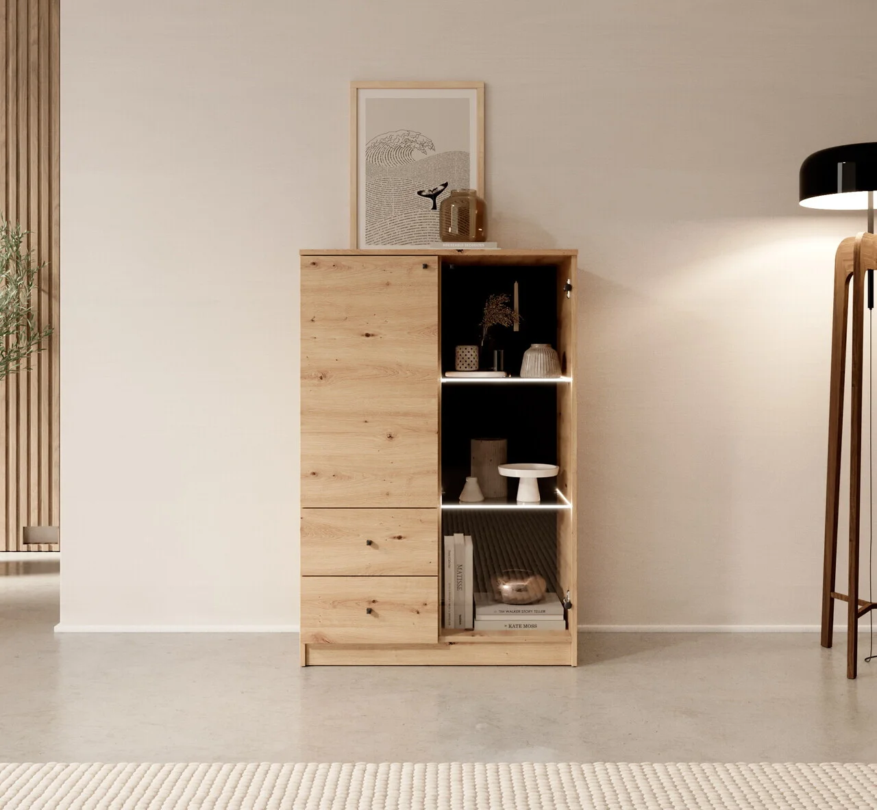 Dulap multifunctional ADRK, Evi, 80x40x120.5 cm, PAL laminat, artisan Dulap multifunctional ADRK, Evi, 80x40x120.5 cm, PAL laminat, artisan