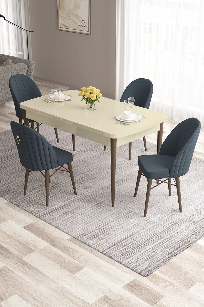 Set masa extensibila si scaune (5 piese), Hanah Home, Roz, Crem / Nuc / Antracit Set masa extensibila si scaune (5 piese), Hanah Home, Roz, Crem / Nuc / Antracit