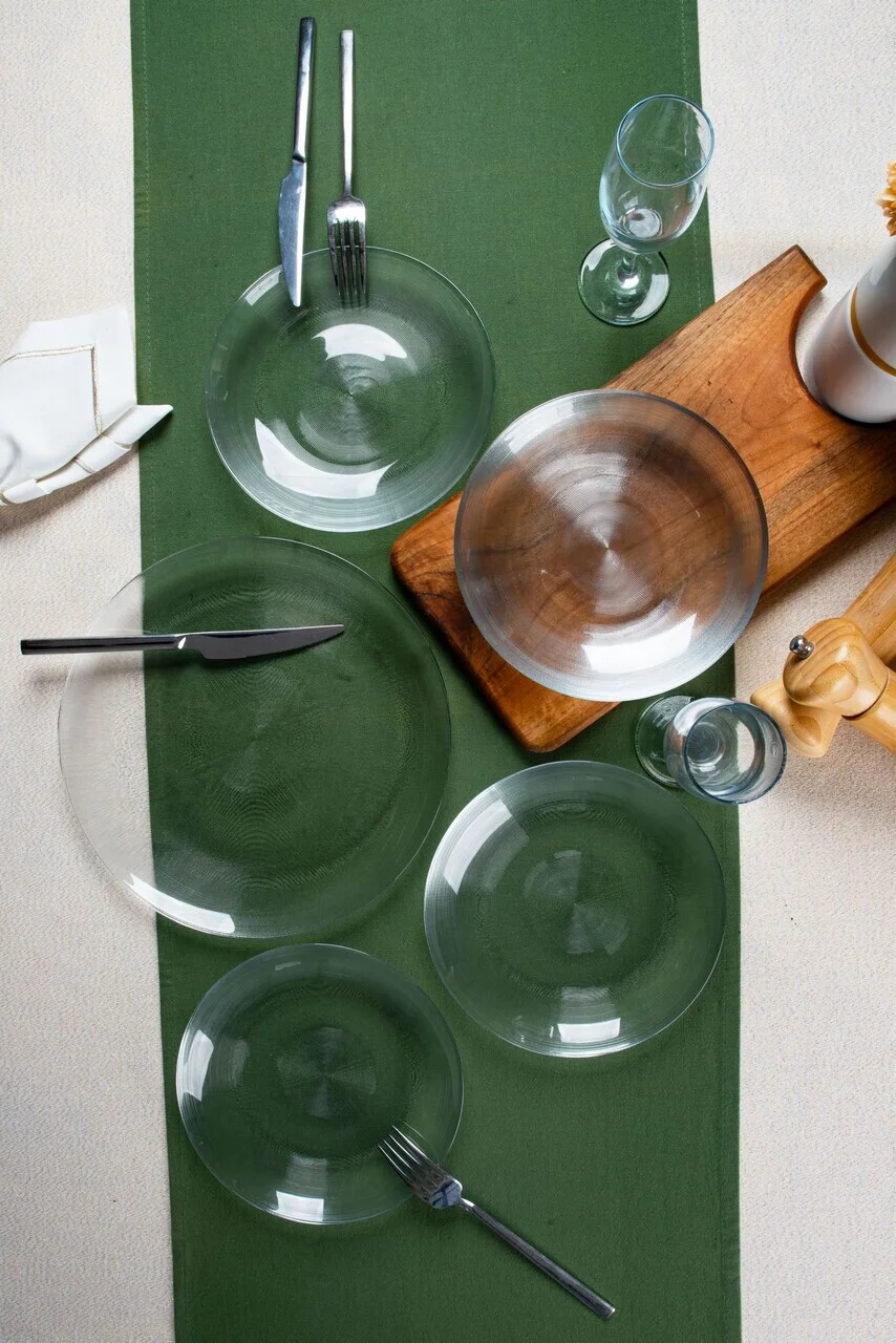 Set platouri servire desert, Hermia, 858CMR1904, Sticla, Farfurie de servire: 25 cm (1 bucată), Transparent Set platouri servire desert, Hermia, 858CMR1904, Sticla, Farfurie de servire: 25 cm (1 bucată), Transparent