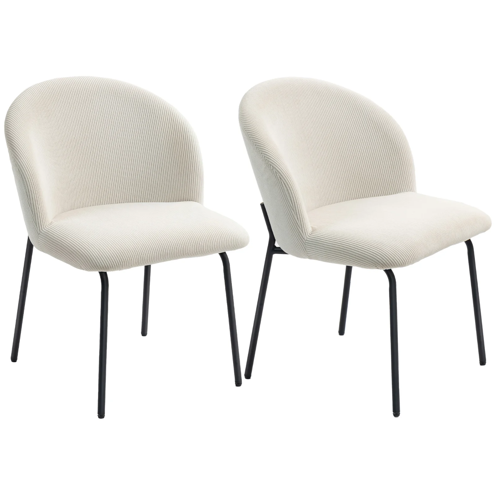HOMCOM Set de 2 scaune de sufragerie din catifea canaletată, scaune de bucătărie cu picioare din oțel, 56x58x78cm, crem | Aosom Romania HOMCOM Set de 2 scaune de sufragerie din catifea canaletată, scaune de bucătărie cu picioare din oțel, 56x58x78cm, crem | Aosom Romania