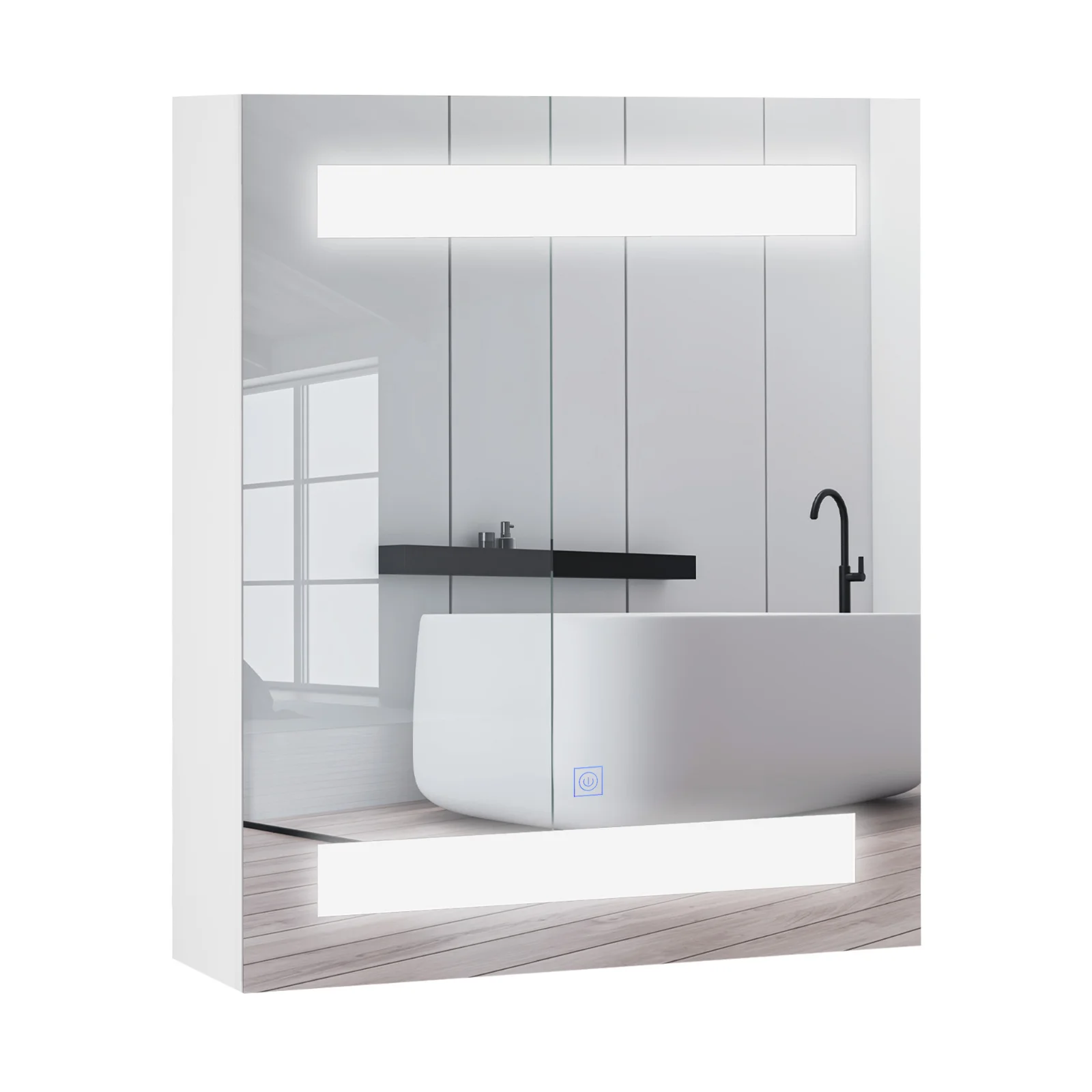 HOMCOM Dulap Baie cu 1 Usa Basculanta Oglinda si Lumini LED 60 x 50 x15cm | Aosom Romania HOMCOM Dulap Baie cu 1 Usa Basculanta Oglinda si Lumini LED 60 x 50 x15cm | Aosom Romania