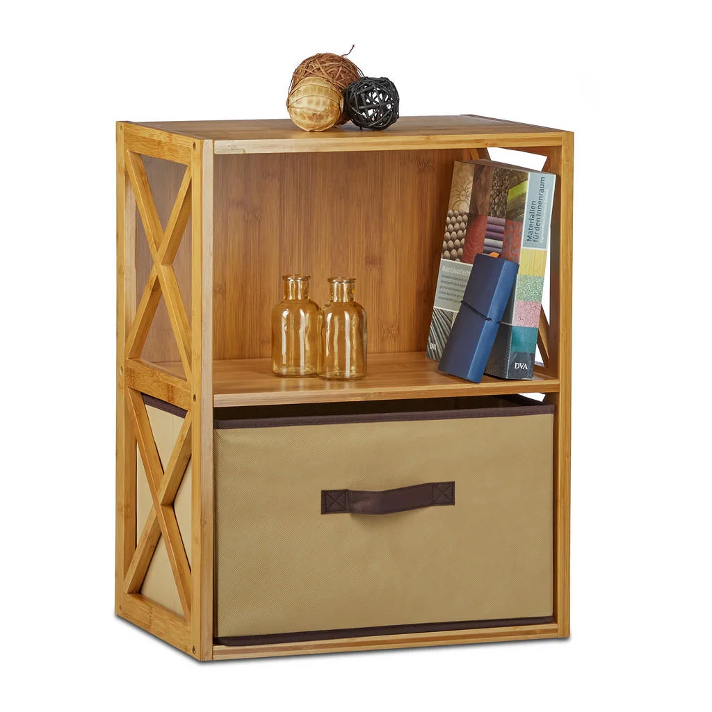 ETAJERĂ Natural bambus cu coș de depozitare 54 cm ETAJERĂ Natural bambus cu coș de depozitare 54 cm