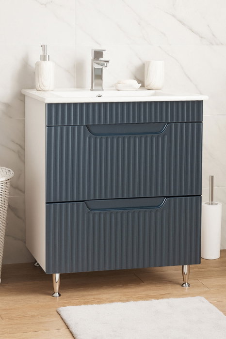 Set Baza front MDF si Lavoar seria 033, cu sertare, 60 cm, antracit Set Baza front MDF si Lavoar seria 033, cu sertare, 60 cm, antracit