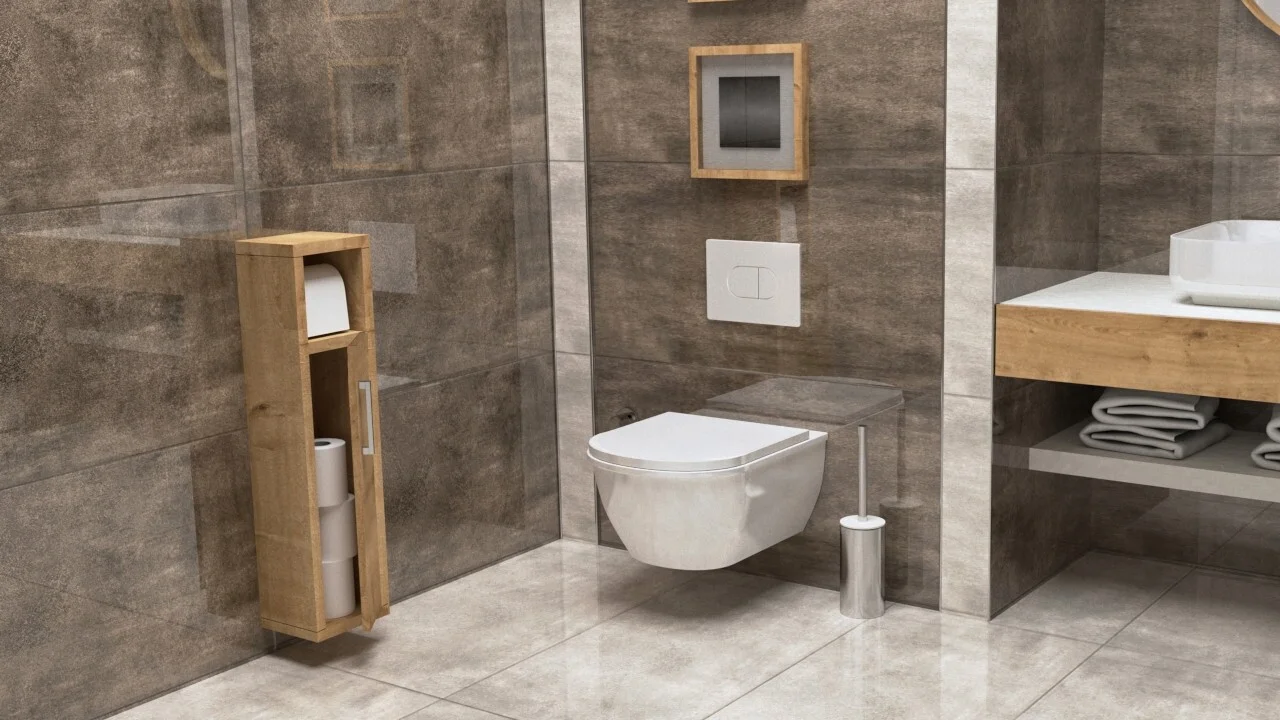 Dulap pentru baie Star, Kalune Design, 15x13x70 cm, maro Dulap pentru baie Star, Kalune Design, 15x13x70 cm, maro