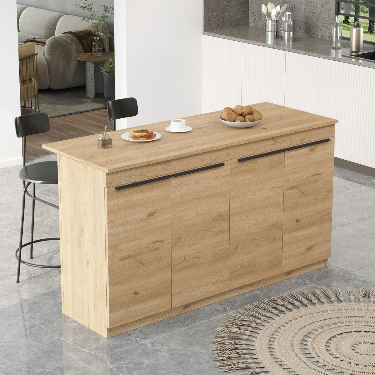 Masa de bucatarie, Hanah Home, OR1-S, 160x90x60 cm, Stejar Masa de bucatarie, Hanah Home, OR1-S, 160x90x60 cm, Stejar